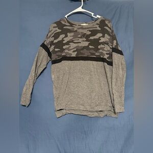 White Crow Gray and Black Camouflage Top